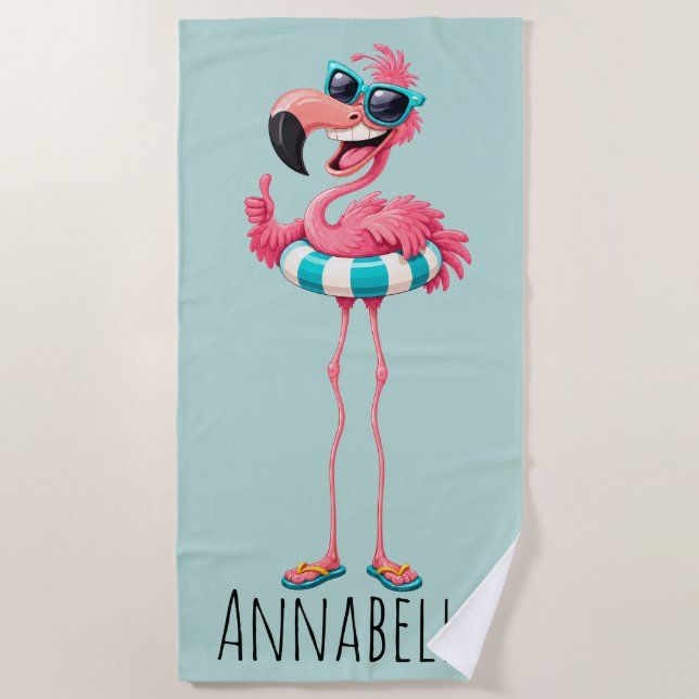 Flamingo Beach Personalize Towel (Front)