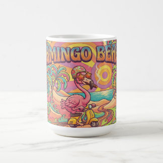 Flamingo Beach Psychedelic Retro Scooter Design Coffee Mug