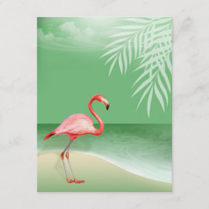 Flamingo Beach Reception Details jade Invitation
