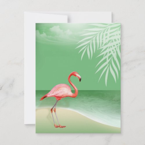 Flamingo Beach Reception Details  jade Invitation