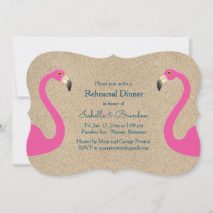 Flamingo Beach Rehearsal Dinner Invitation