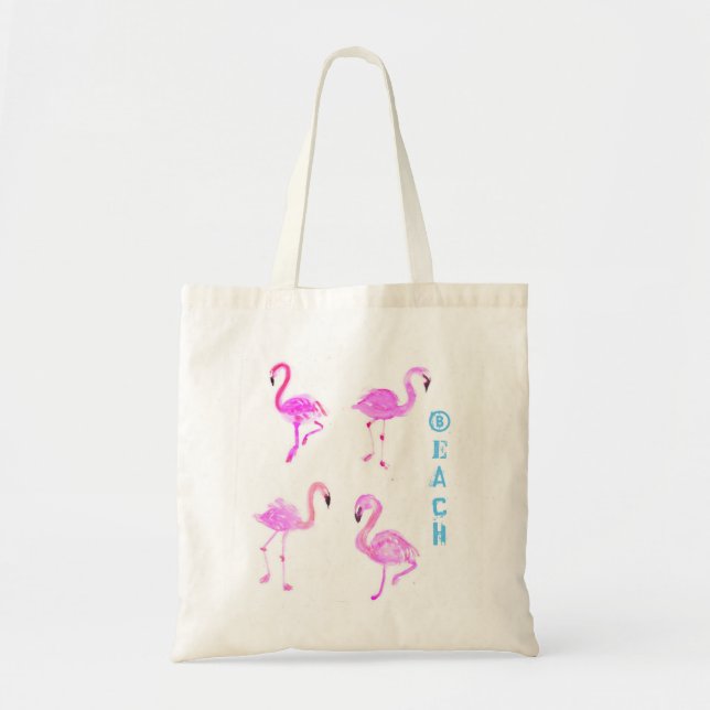 Flamingo Beach Tote Bag (Front)