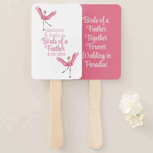 Flamingo Beach Wedding Birds of a Feather Hand Fan