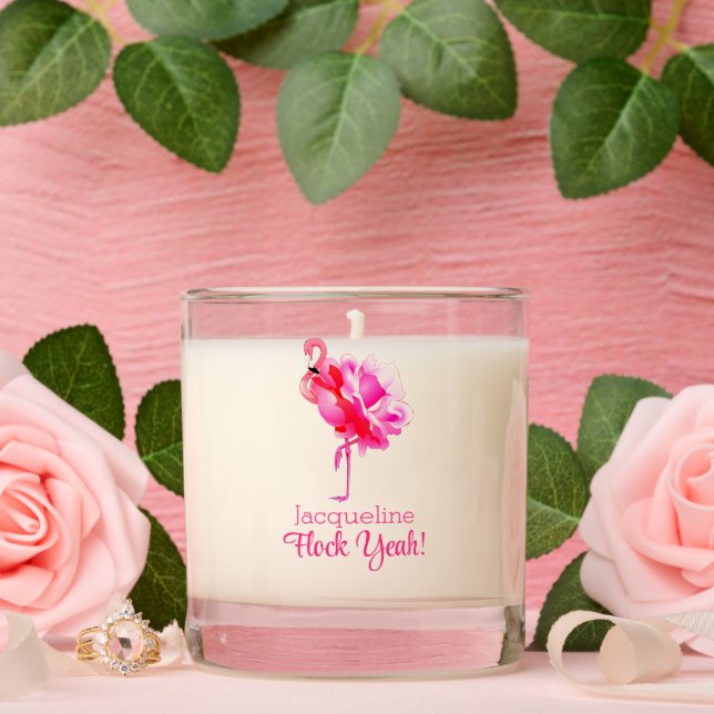 Flamingo Beach Wedding Bridesmaid Flock Yeah Scented Candle (Wedding)
