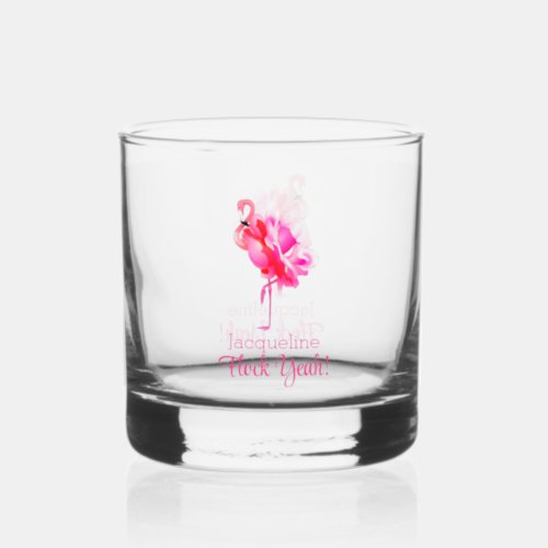 Flamingo Beach Wedding Bridesmaid Flock Yeah Whiskey Glass