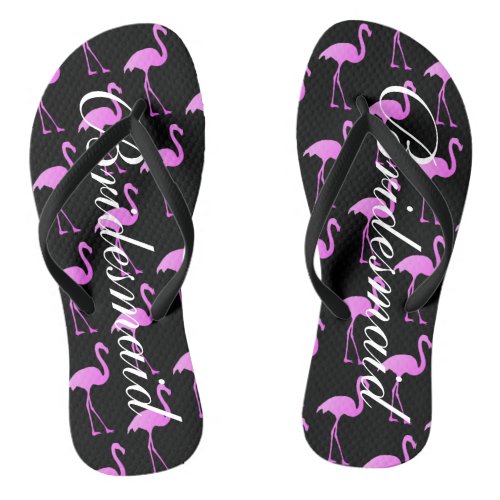 Flamingo beach wedding flip flops for bridesmaids