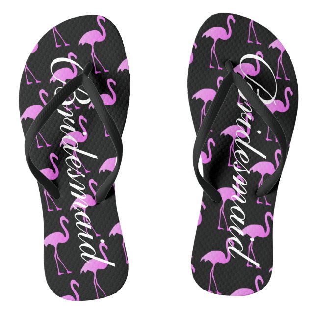 Flamingo beach wedding flip flops for bridesmaids (Footbed)
