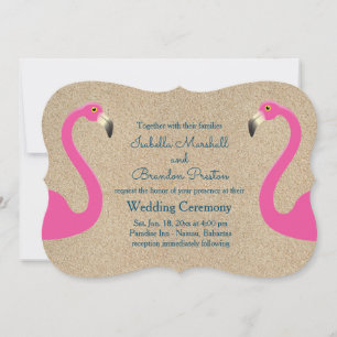 Flamingo Beach Wedding Invitation
