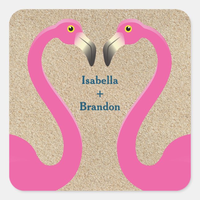 Flamingo Beach Wedding Sticker (Front)