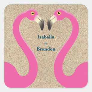 Flamingo Beach Wedding Sticker