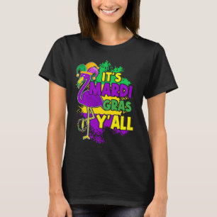 Flamingo Beads Festival Carnival It's Mardi Gras Y T-Shirt