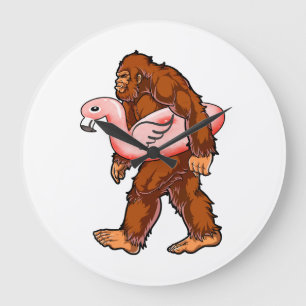 Flamingo Bigfoot  Large Clock