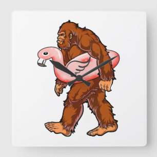 Flamingo Bigfoot Square Wall Clock