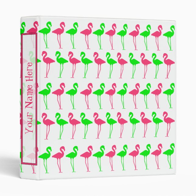 Flamingo Binder - Pink and Green Pattern (Front/Spine)