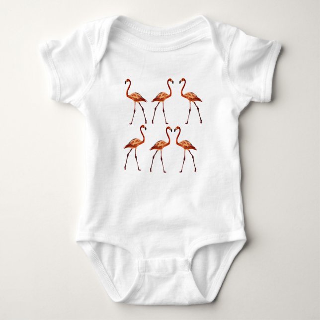 Flamingo Bird Baby Jersey Bodysuit (Front)