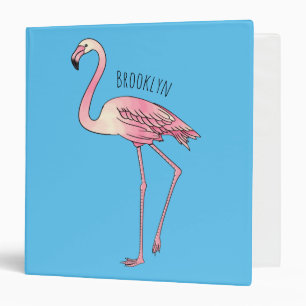 Flamingo bird cartoon illustration 3 ring binder
