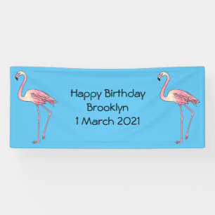 Flamingo bird cartoon illustration banner