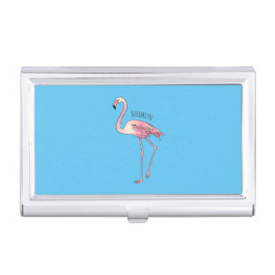 Flamingo bird cartoon illustration  business card case
