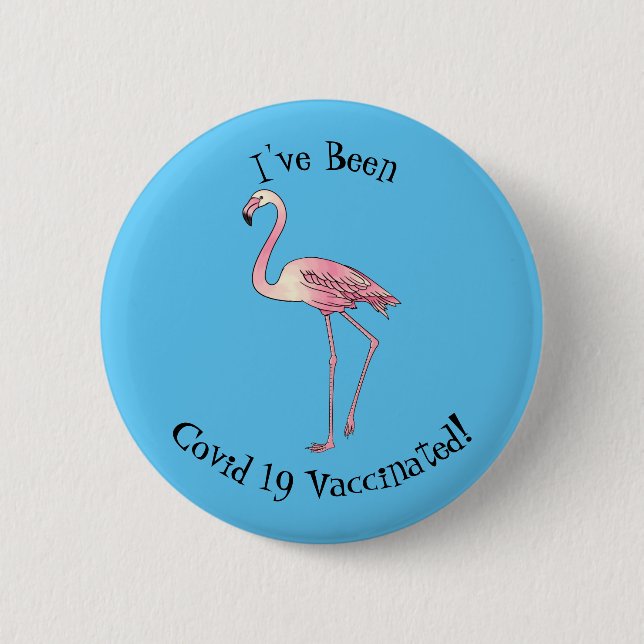 Flamingo bird cartoon illustration  button (Front)