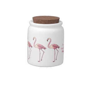 Flamingo bird cartoon illustration candy jar
