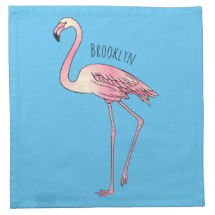 Flamingo bird cartoon illustration  cloth napkin