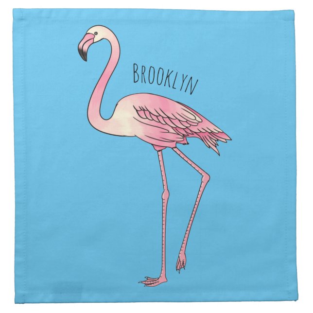 Flamingo bird cartoon illustration  cloth napkin (Front)