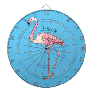 Flamingo bird cartoon illustration  dart board