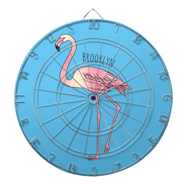 Flamingo bird cartoon illustration  dart board (Front)