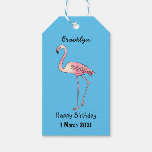 Flamingo bird cartoon illustration gift tags