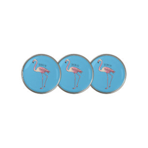 Flamingo bird cartoon illustration golf ball marker