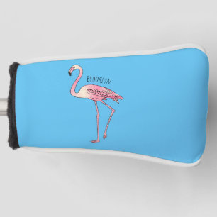 Flamingo bird cartoon illustration golf head cover