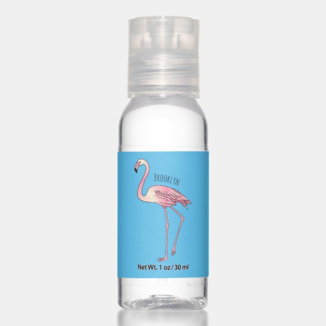 Flamingo bird cartoon illustration hand sanitizer (Front)