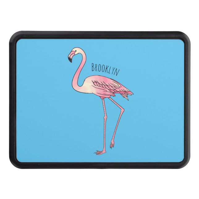 Flamingo bird cartoon illustration  hitch cover (Front)