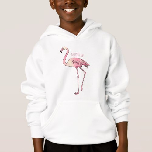 Flamingo bird cartoon illustration  hoodie