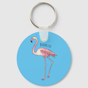 Flamingo bird cartoon illustration keychain