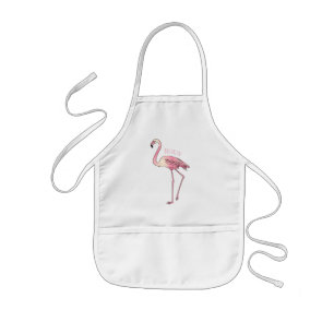 Flamingo bird cartoon illustration kids' apron