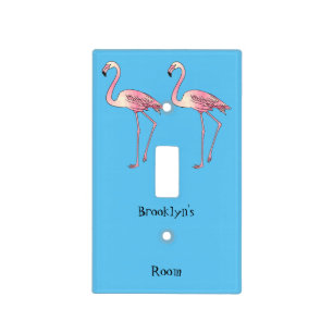 Flamingo bird cartoon illustration light switch cover