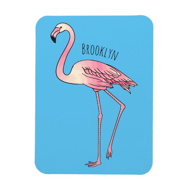 Flamingo bird cartoon illustration  magnet (Vertical)