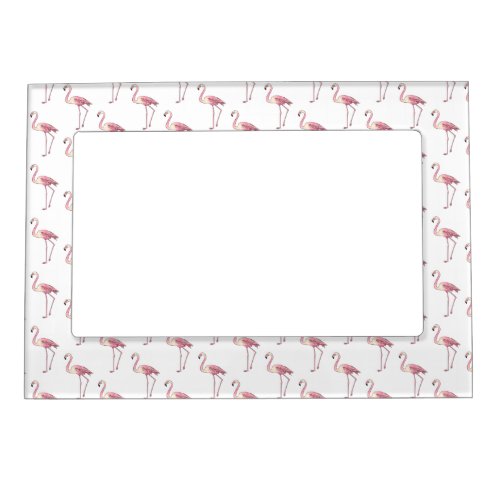 Flamingo bird cartoon illustration magnetic frame
