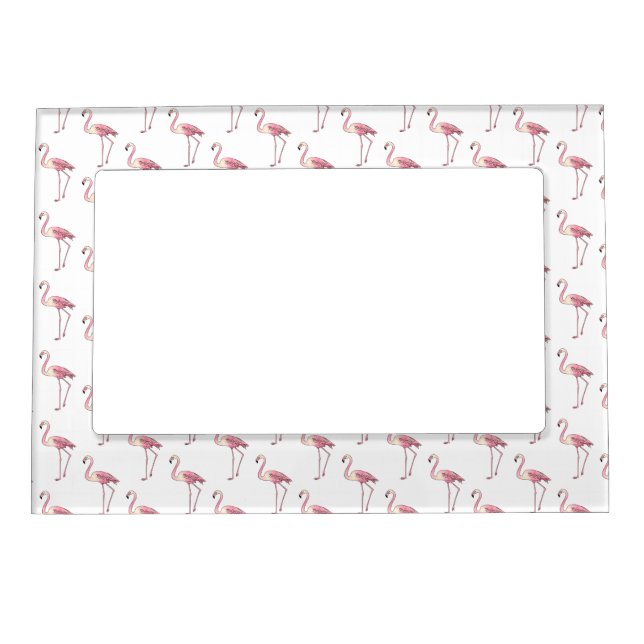 Flamingo bird cartoon illustration magnetic frame (Front)