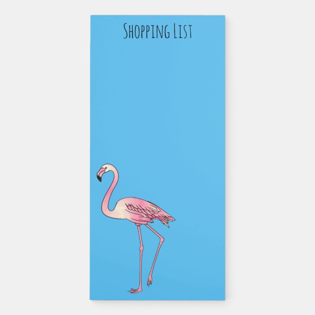 Flamingo bird cartoon illustration  magnetic notepad (Front)