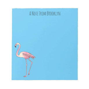 Flamingo bird cartoon illustration  notepad