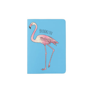 Flamingo bird cartoon illustration  passport holder