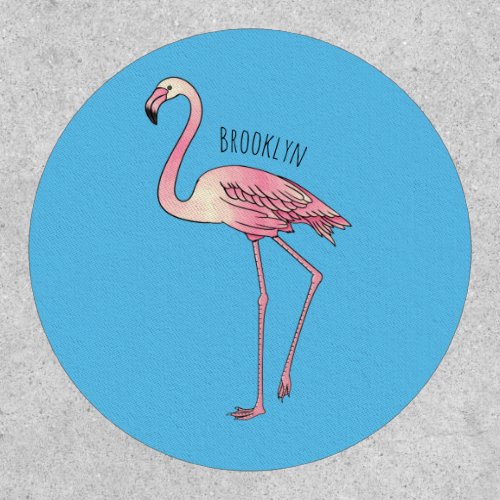 Flamingo bird cartoon illustration  patch