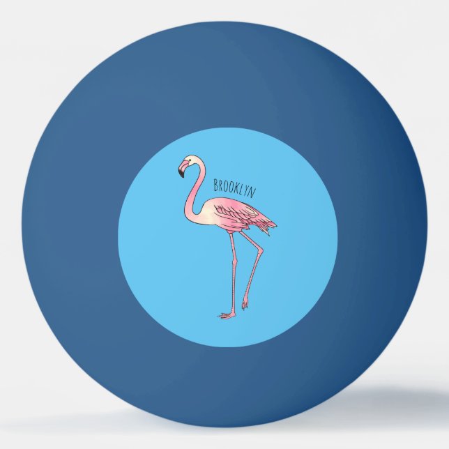 Flamingo bird cartoon illustration ping pong ball (Front)