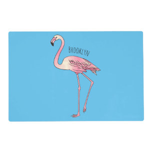 Flamingo bird cartoon illustration placemat
