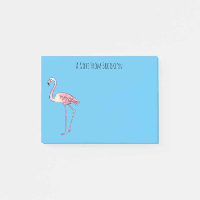 Flamingo bird cartoon illustration post-it notes (Front)