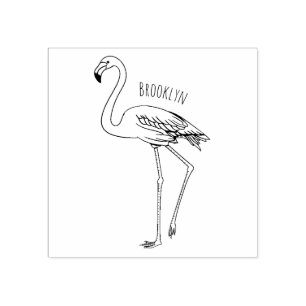 Flamingo bird cartoon illustration rubber stamp
