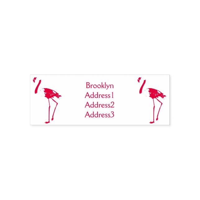Flamingo bird cartoon illustration  self-inking stamp (Design)