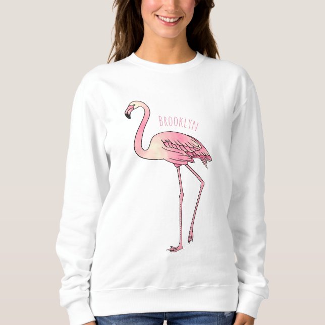 Flamingo bird cartoon illustration  sweatshirt (Front)